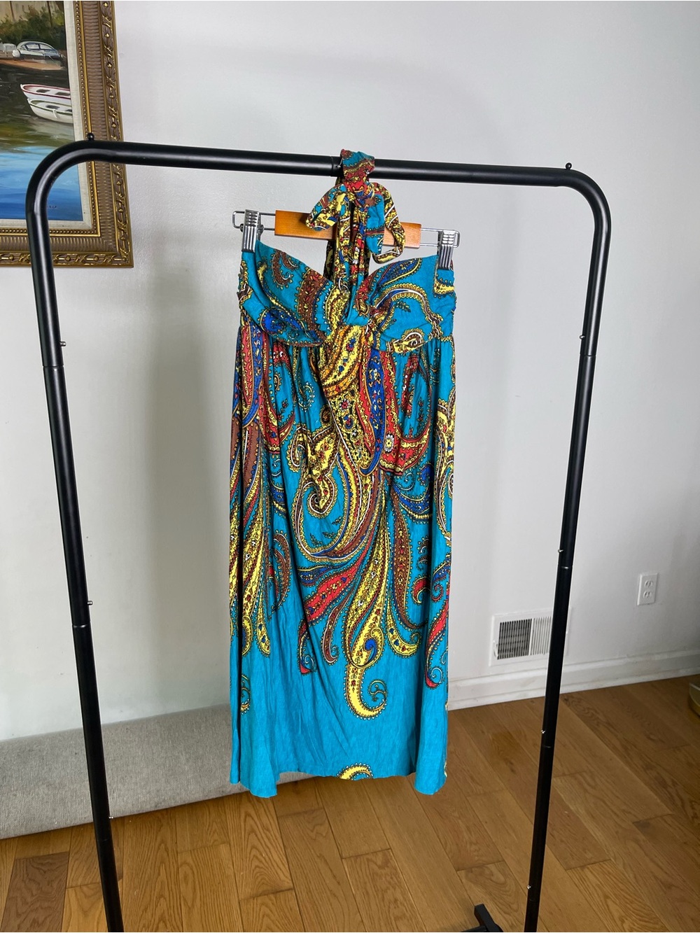 Alyx Turquoise Paisley-Print Midi dress
